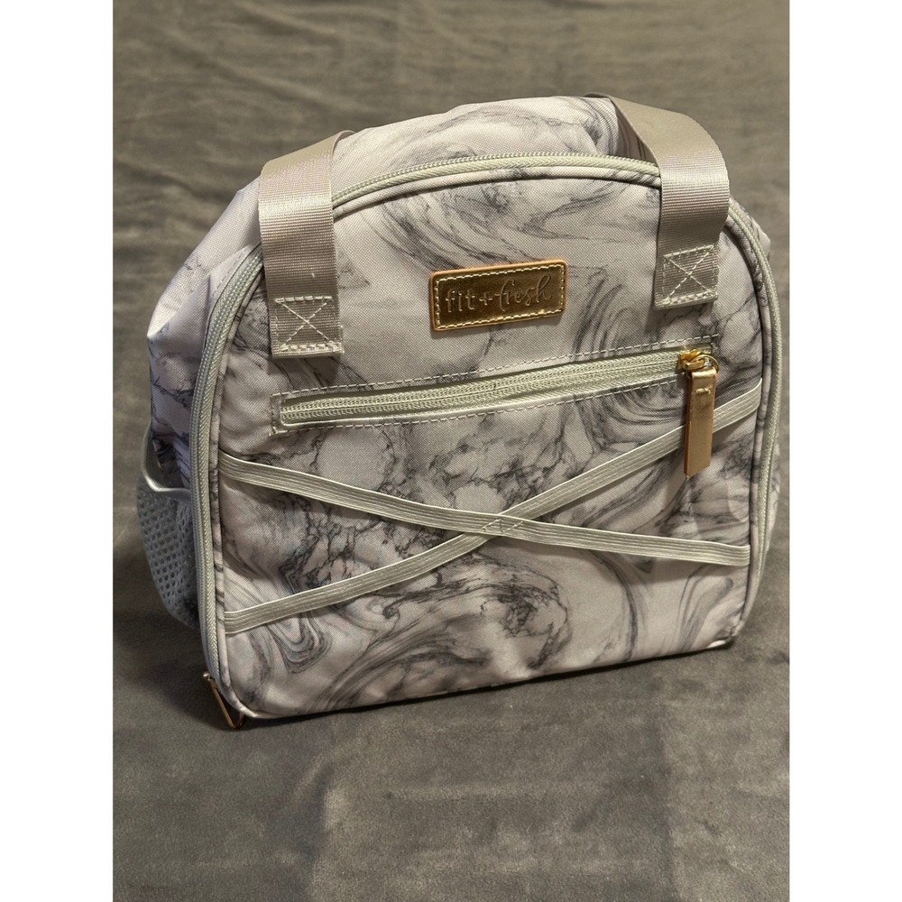 Fit + fresh gray marbled cloth lunchbox